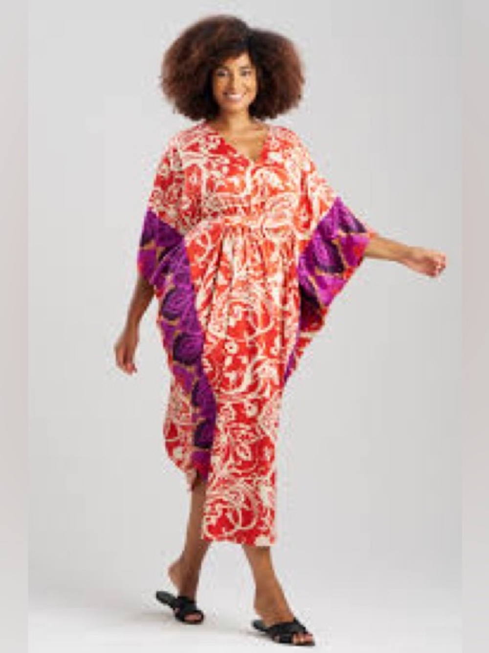 Natori Red & Purple Printed Kaftan